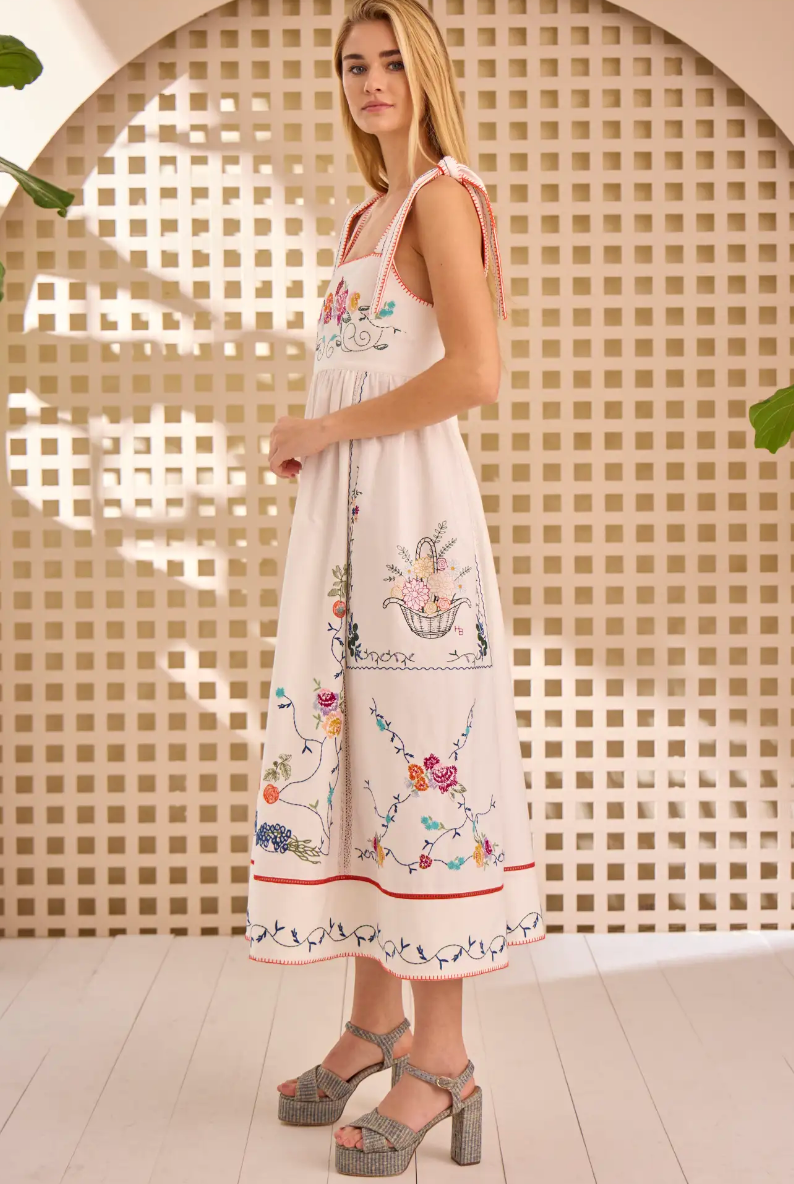 Hunter Bell Stefy Dress in Multi Embroidered