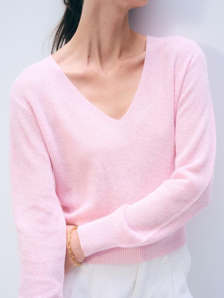 LINEN BLEND V NECK
