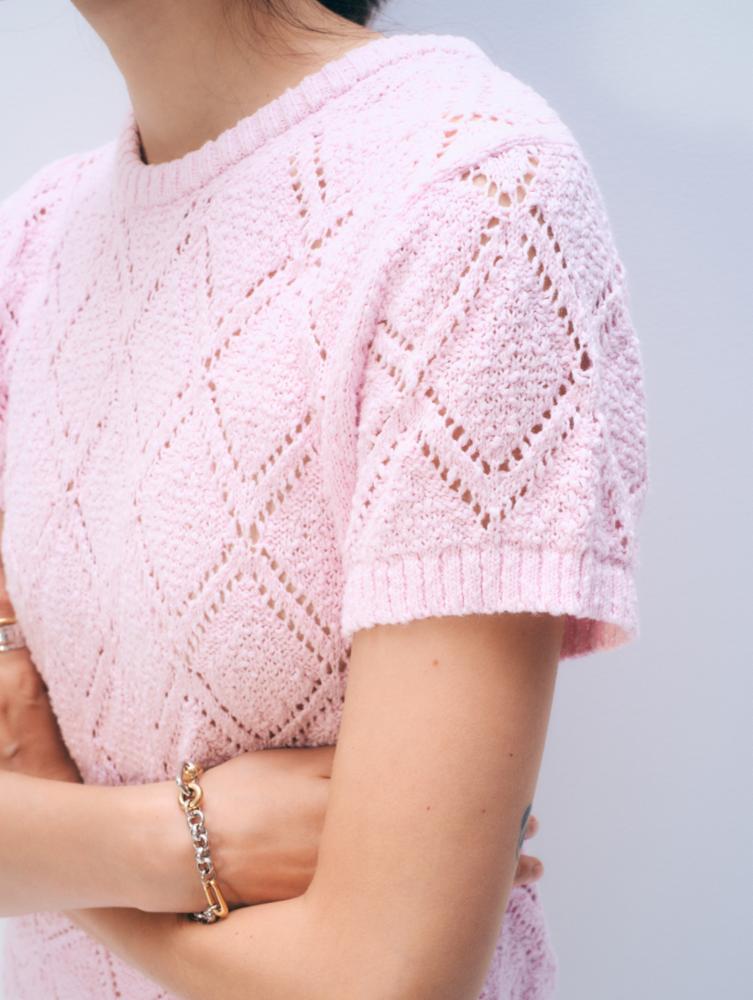White + Warren Cotton Pointelle Top in Ivory